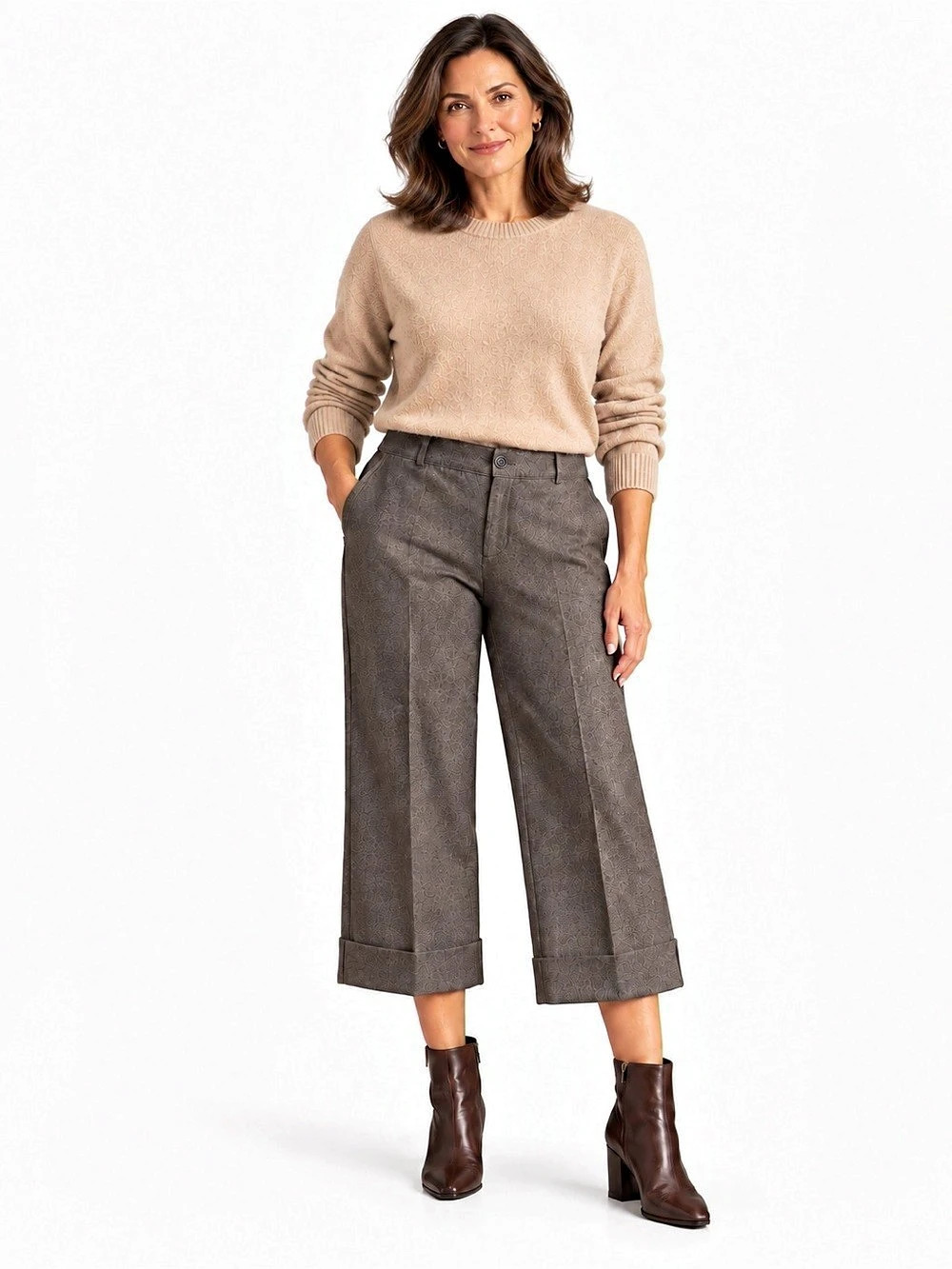 Banana Republic Ryan Fit Wide Leg Capris Brown Size 12